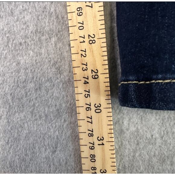 Bootcut Jeans Dark Wash Blue Womens L Mid Rise Stretch Denim 5-Pocket Slim Fit - Picture 9 of 10
